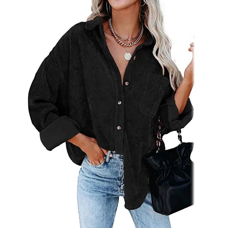 Women's Corduroy Shirts Casual Long Sleeve Top