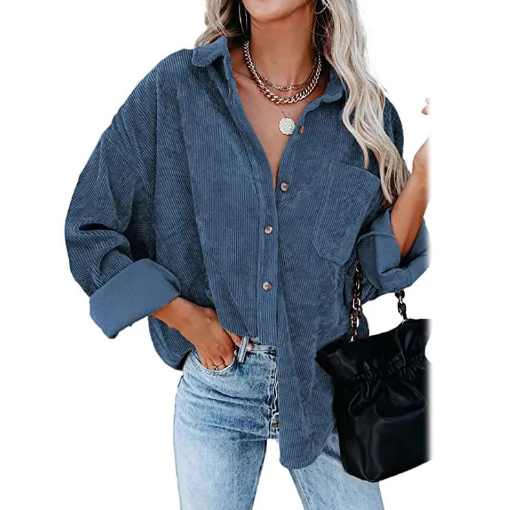 Women's Corduroy Shirts Casual Long Sleeve Top