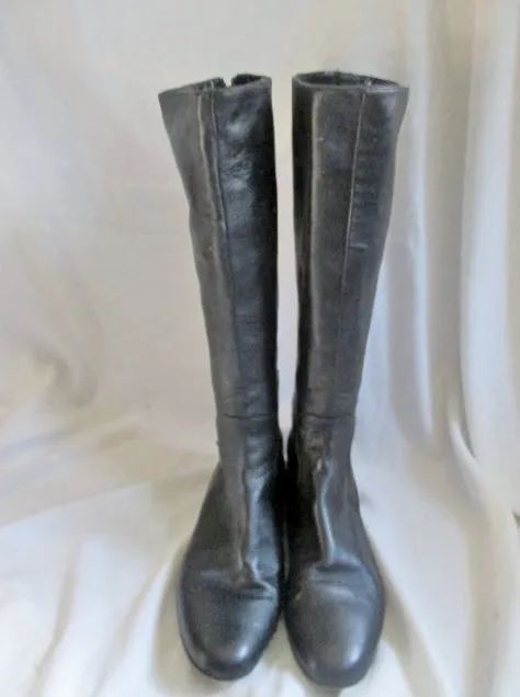 Womens KATE SPADE NEW YORK Leather Knee High Boot BLACK 10 ITALY Distressed