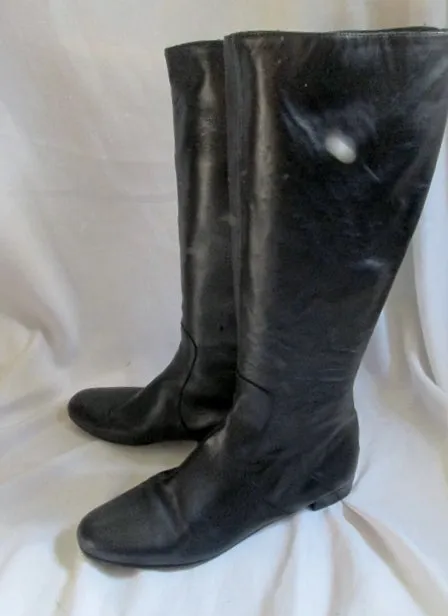 Womens KATE SPADE NEW YORK Leather Knee High Boot BLACK 10 ITALY Distressed