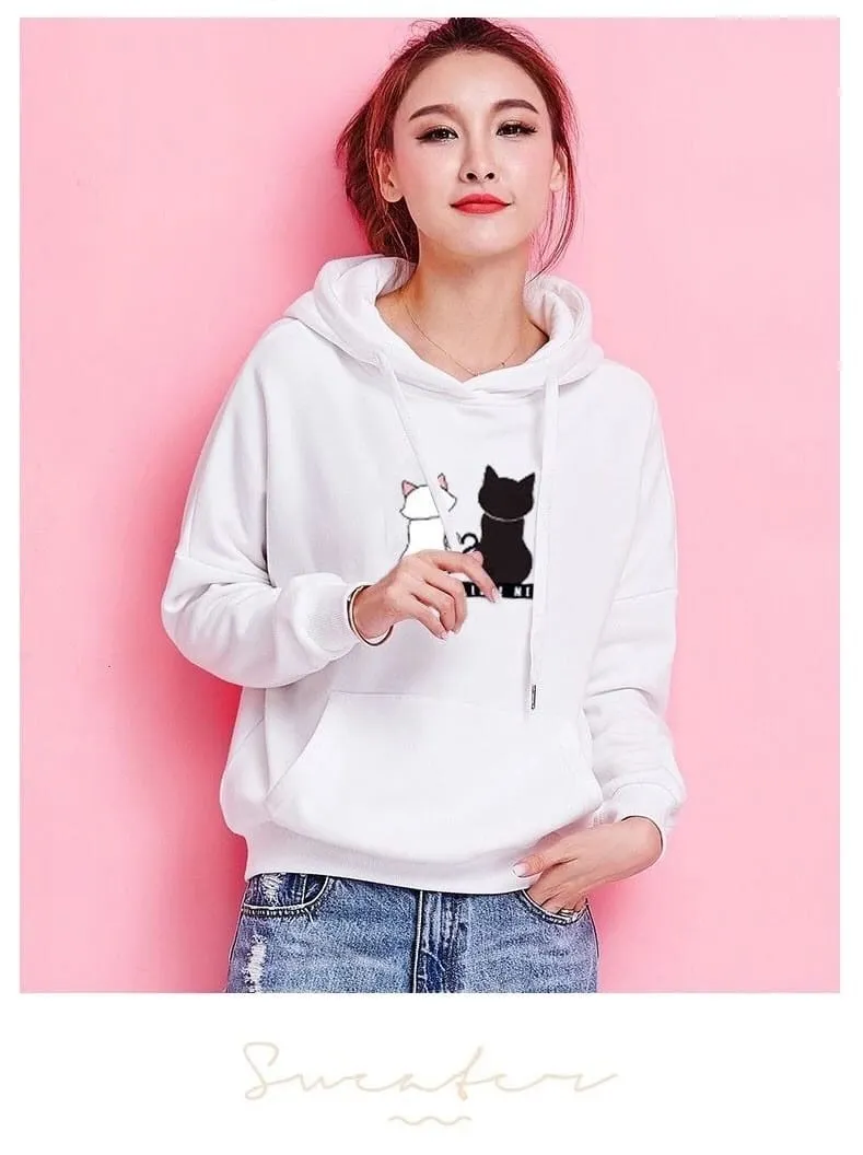 Women's Long Sleeve Cute Cat Hoodies Sweatshirt - F917