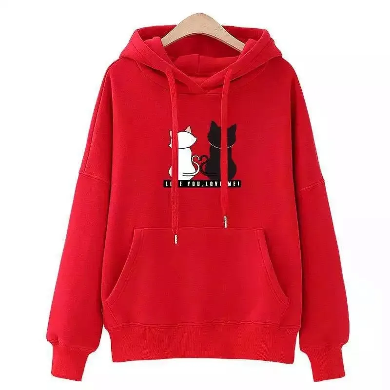 Women's Long Sleeve Cute Cat Hoodies Sweatshirt - F917