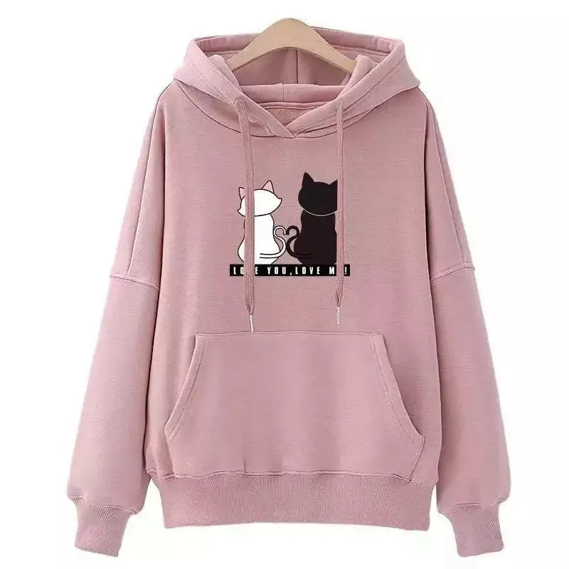 Women's Long Sleeve Cute Cat Hoodies Sweatshirt - F917