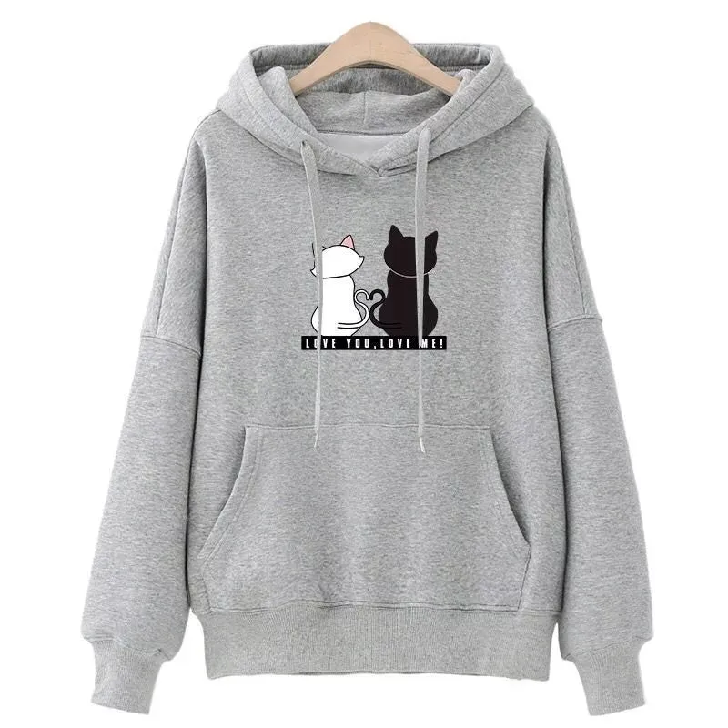 Women's Long Sleeve Cute Cat Hoodies Sweatshirt - F917