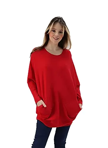 Womens Plaited Back Jumper Italian Knitted  Batwing Top