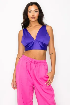 Women's solid color velvet Smock v-neck satin bra