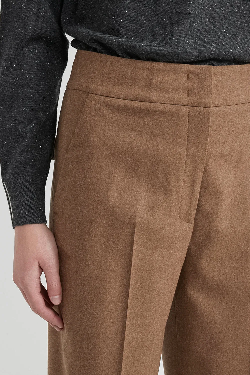 Wool and cashmere carrot trousers