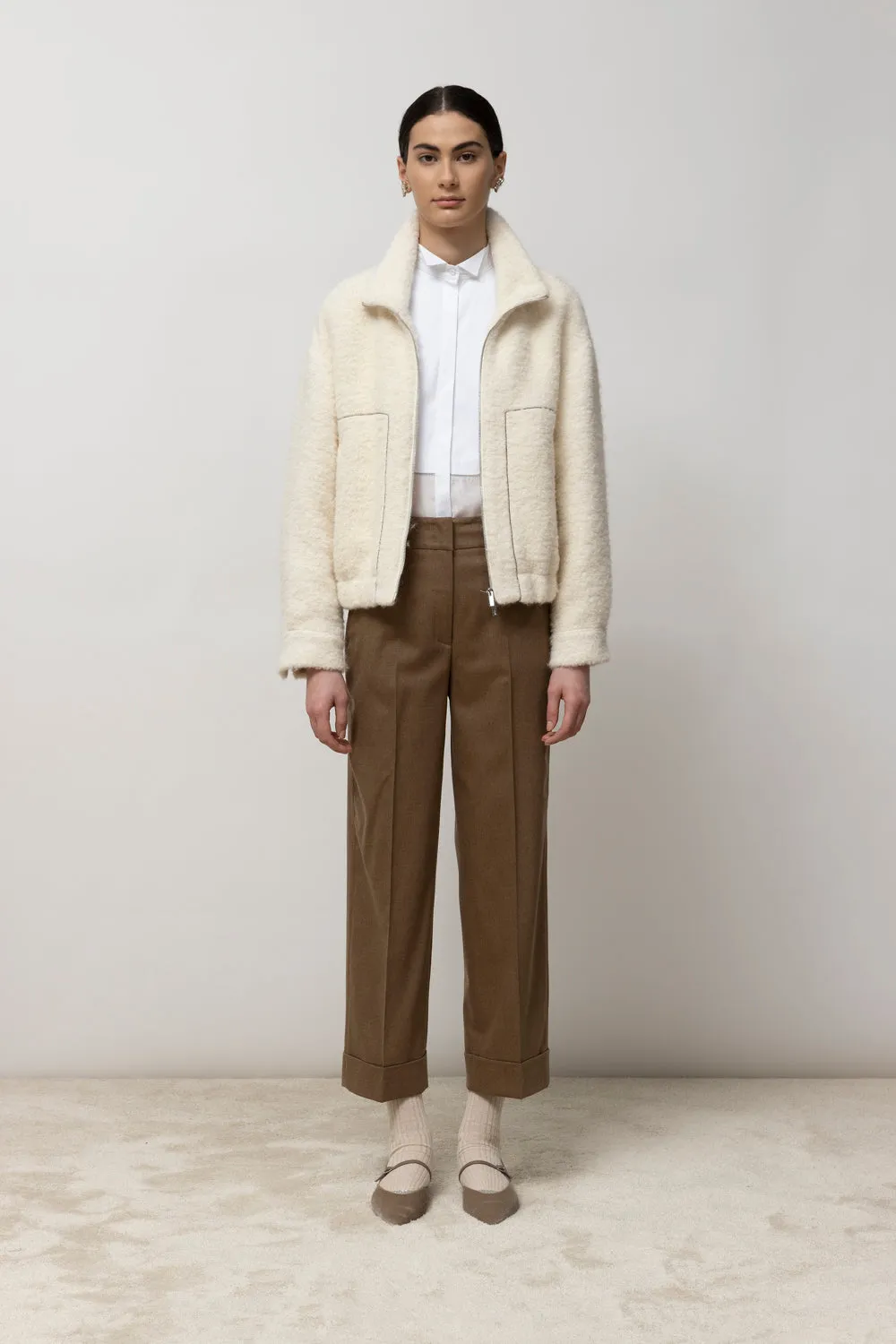 Wool and cashmere carrot trousers