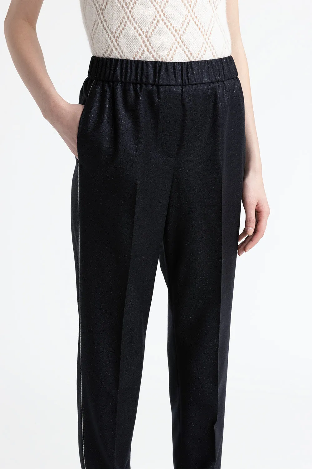 Wool and lurex carrot trousers