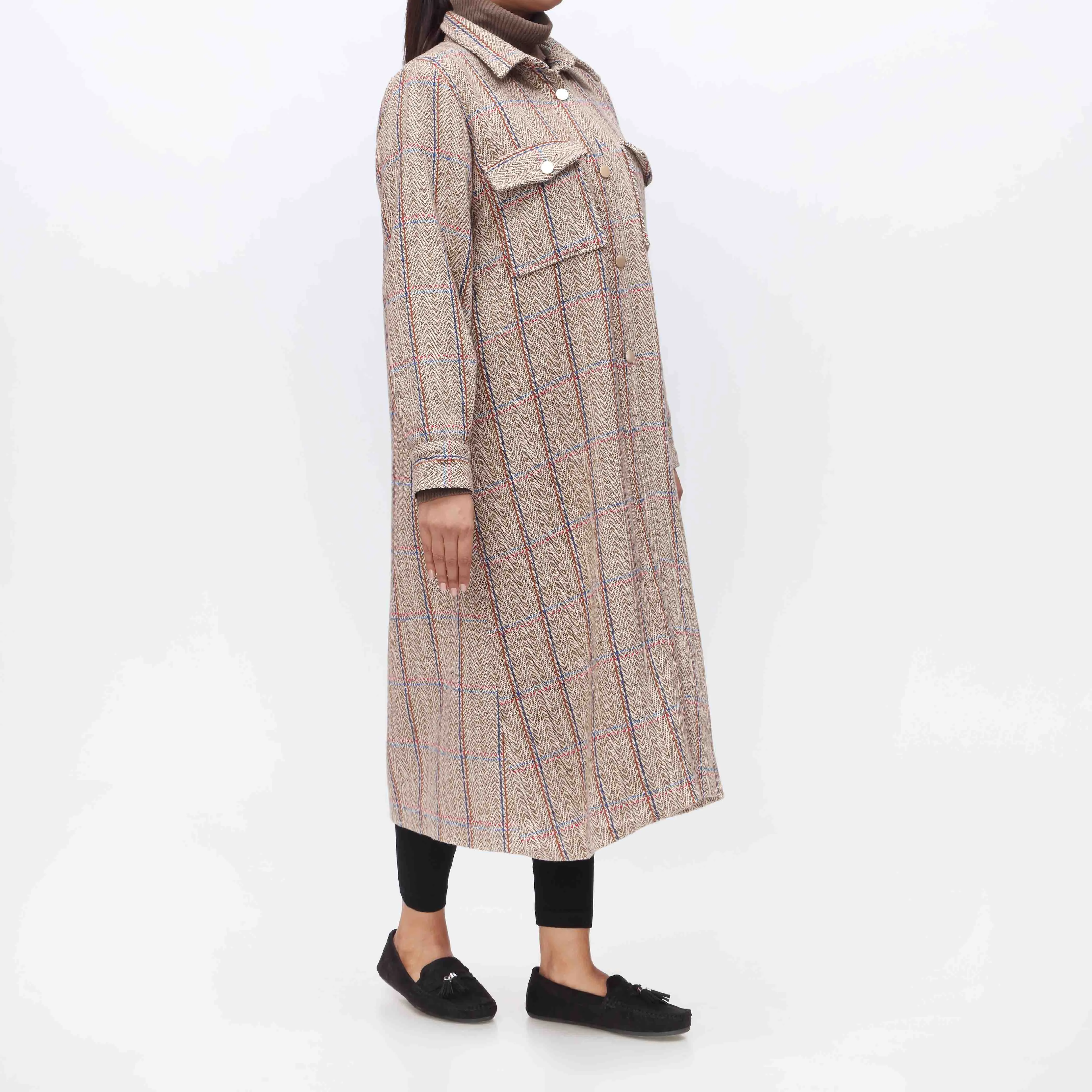 Woolen Checkered Coat PW3010