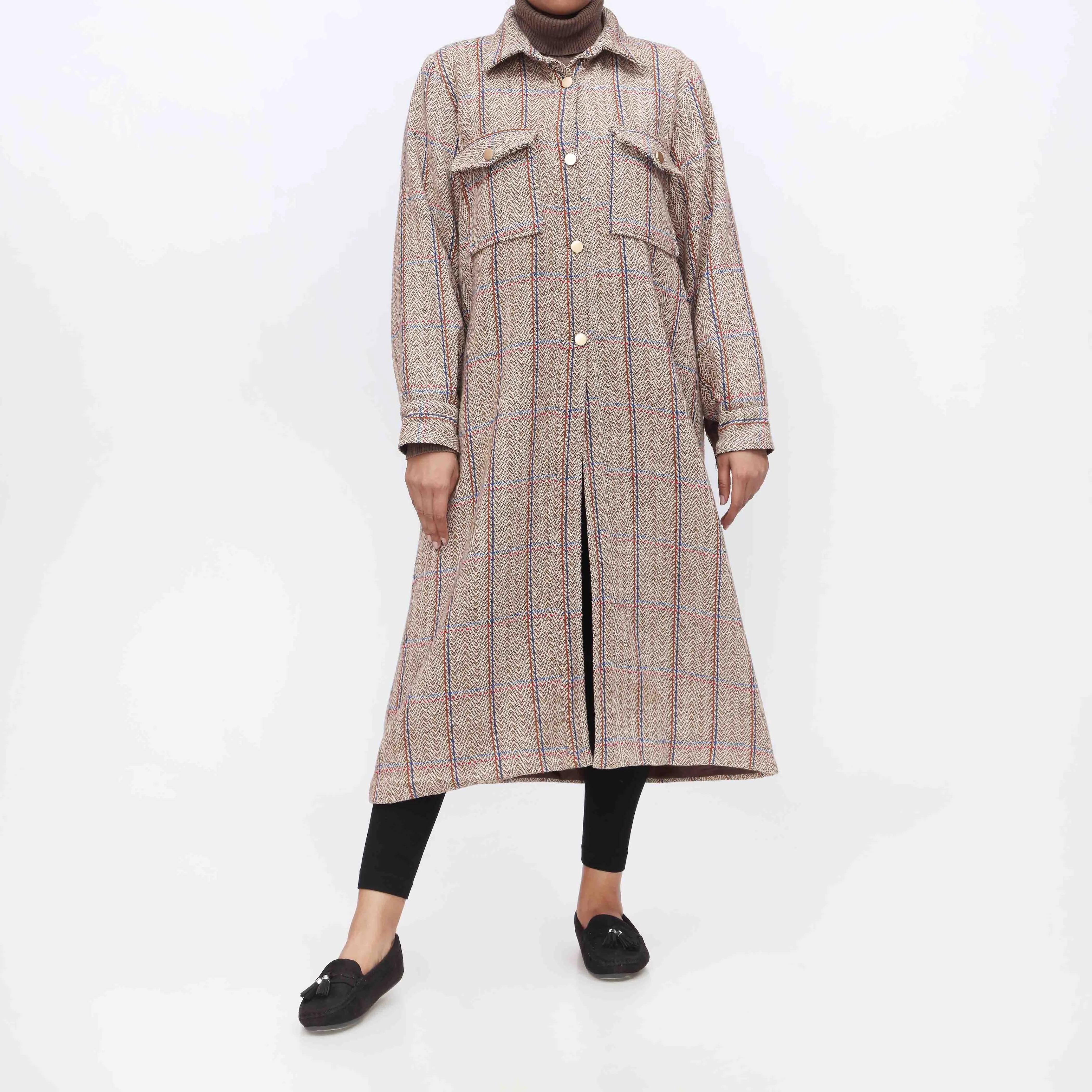 Woolen Checkered Coat PW3010